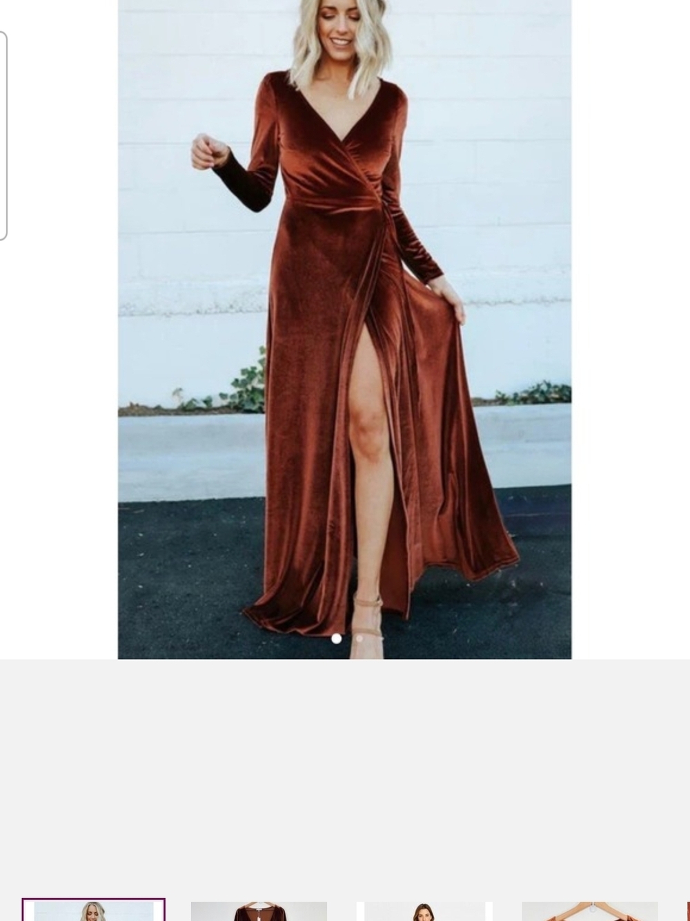 Velvet Wrap Maxi Dress in Cinnamon
